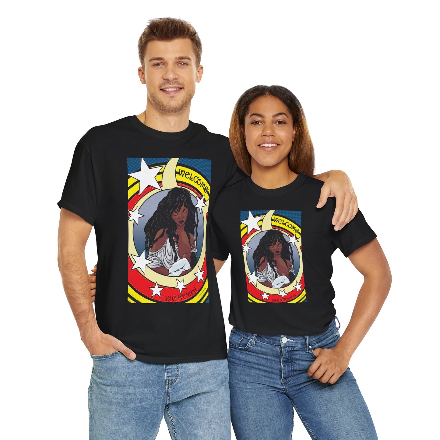Welcome 3 (front) and Welcome 7(back) - T-shirt (back off shirt 'Breastfeeding Communities')