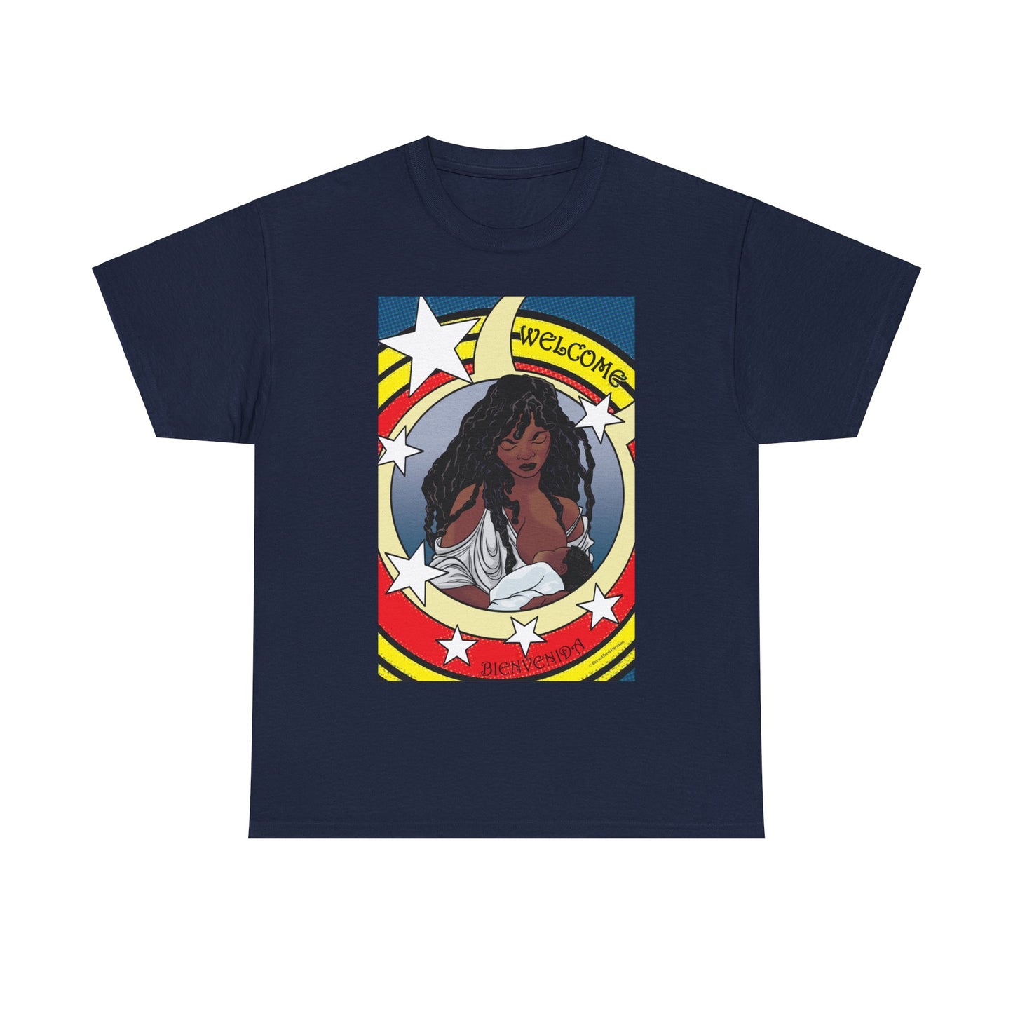 Welcome 3 (front) and Welcome 7(back) - T-shirt (back off shirt 'Breastfeeding Communities')