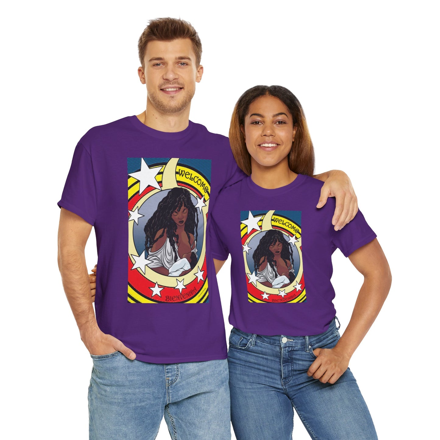 Welcome 3 (front) and Welcome 7(back) - T-shirt (back off shirt 'Breastfeeding Communities')