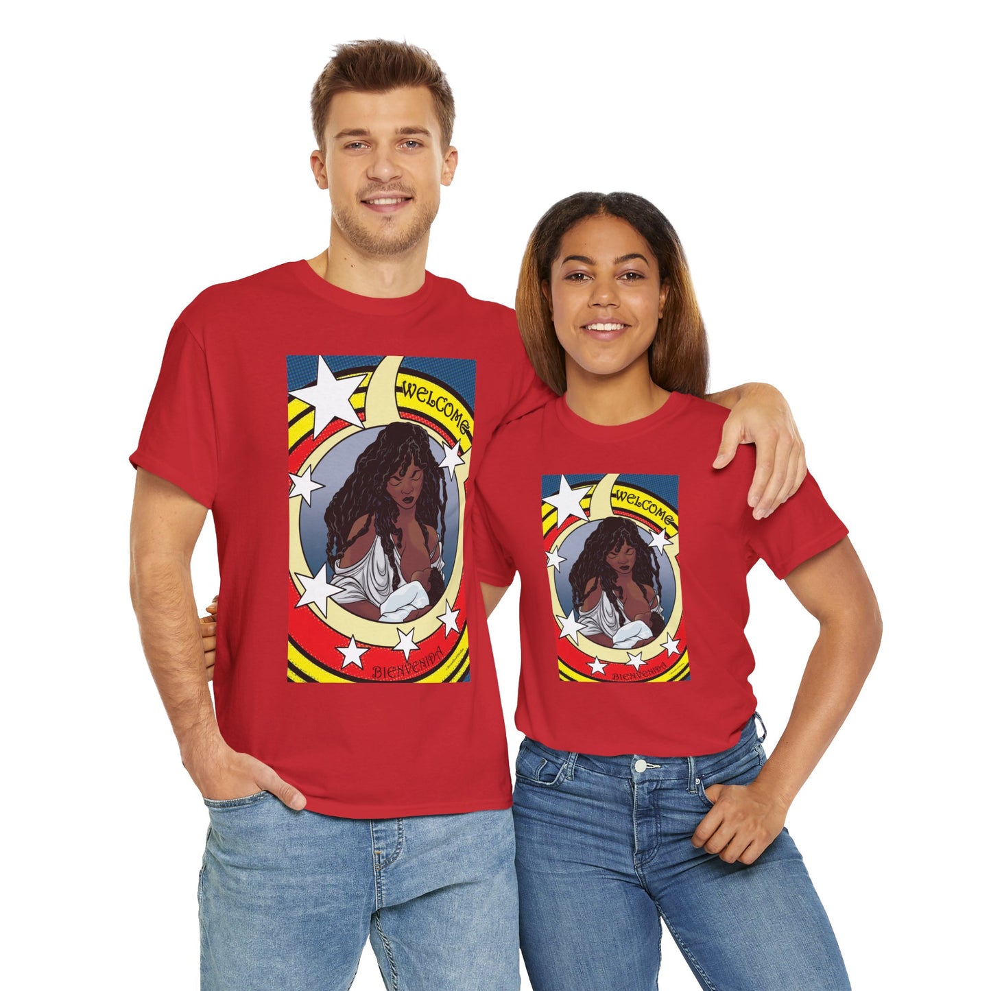 Welcome 3 (front) and Welcome 7(back) - T-shirt (back off shirt 'Breastfeeding Communities')