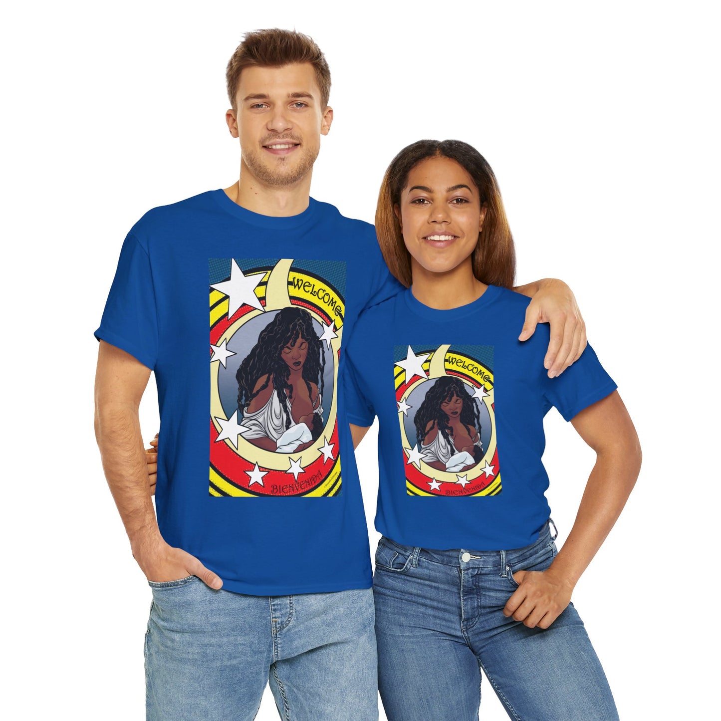 Welcome 3 (front) and Welcome 7(back) - T-shirt (back off shirt 'Breastfeeding Communities')