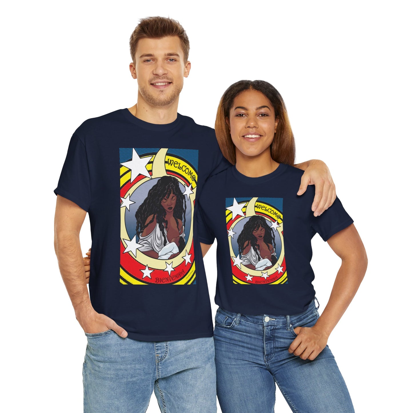 Welcome 3 (front) and Welcome 7(back) - T-shirt (back off shirt 'Breastfeeding Communities')