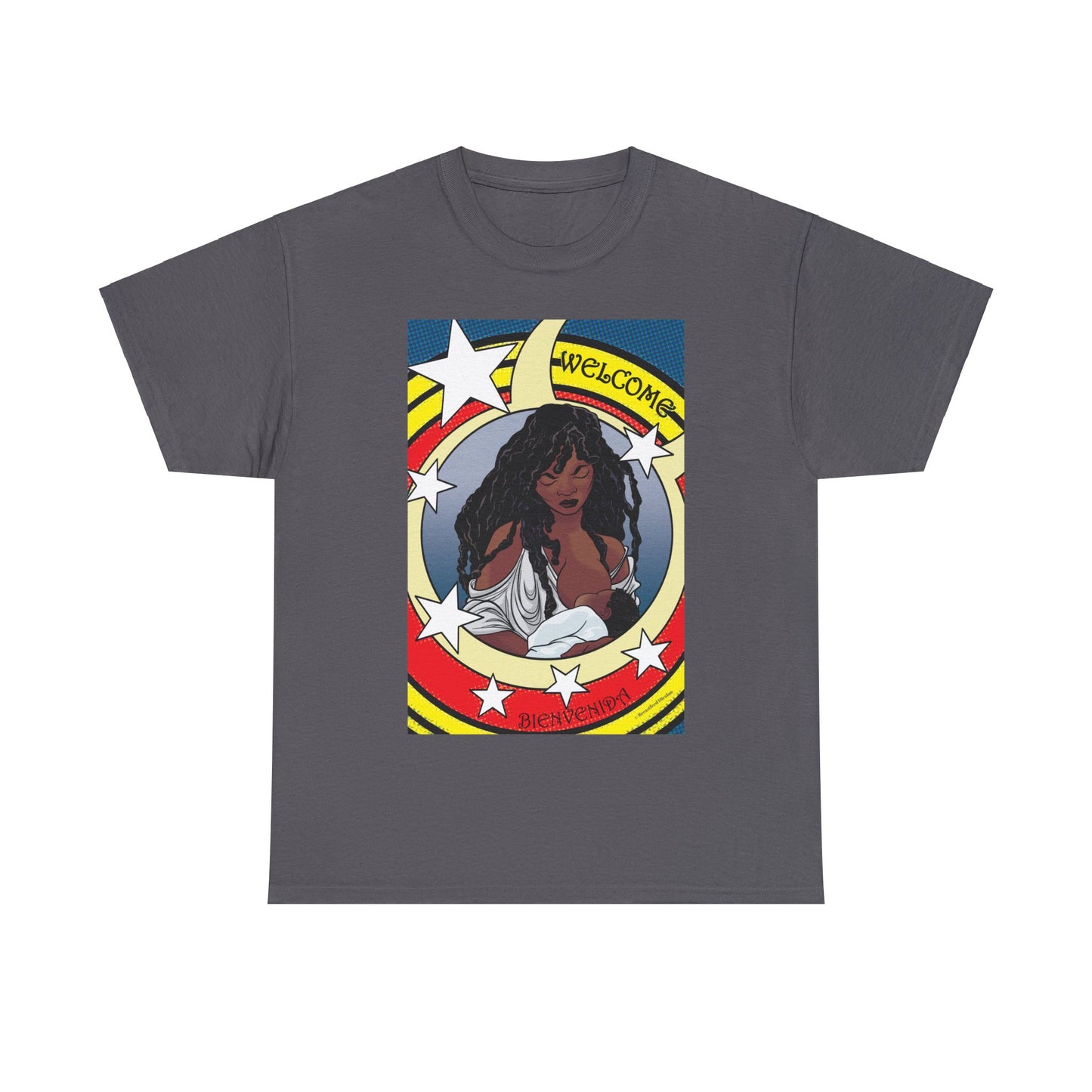 Welcome 3 (front) and Welcome 7(back) - T-shirt (back off shirt 'Breastfeeding Communities')